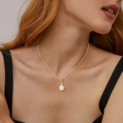 Freshwater Pearl Choker Necklace in 925 Sterling Silver – 9–10mm Natural White Pearl Pendant for Women