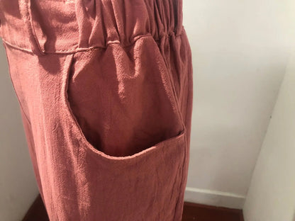 Summer High-Waist Cotton Linen Trousers | Loose Fit Casual Solid Color Pants for Women Trina