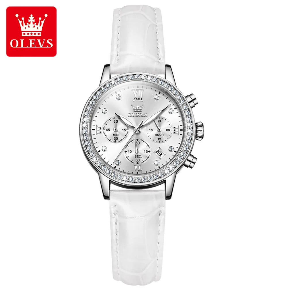 OLEVS 9933 Women's Luxury Quartz Watch - Elegant Leather Band, Stylish Analog Design for Ladies