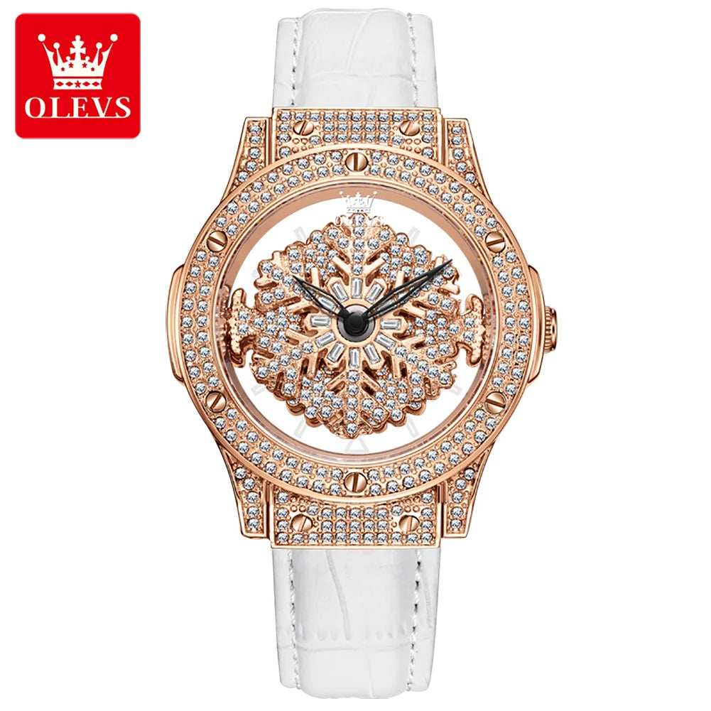 OLEVS 9938 Women’s Luxury Watch 2024 – Diamond Snowflake Dial, Fashion Elegant Design, Waterproof Ladies Wristwatch, Reloj Mujer