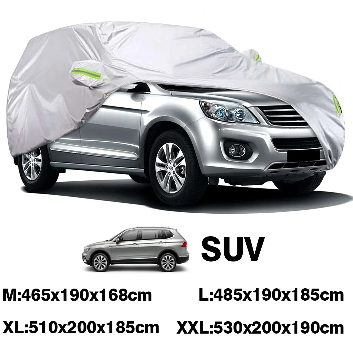 Universal SUV Full Car Cover | Windproof, UV Protection, Dustproof, Waterproof for All-Weather Use (M/L/XL/XXL)