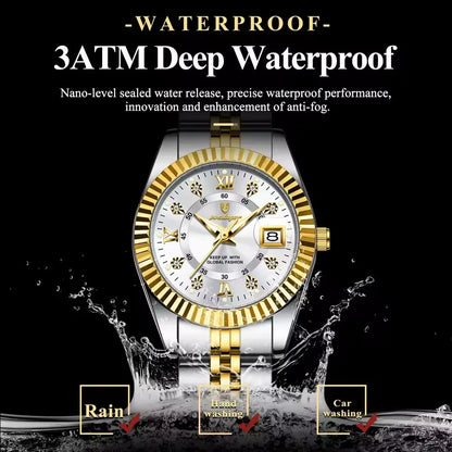 POEDAGAR 780 Luxury Quartz Watch for Women – Elegant Waterproof Luminous Ladies Stainless Steel Watch