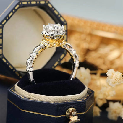 925 Sterling Silver 1-Carat Moissanite Ring – Two-Tone Rose Gold Design Rania