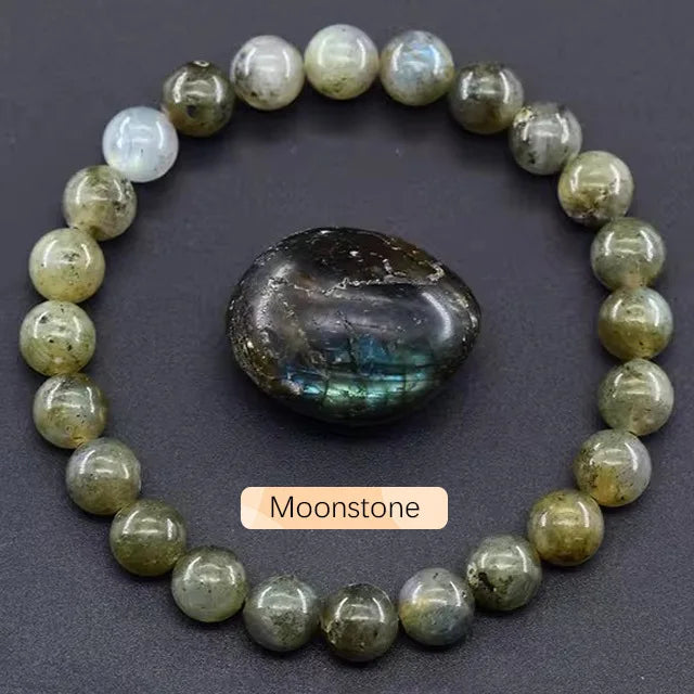 8mm Natural Stone Beaded Bracelet | Fashion Crystal Elastic Stretch Jewelry Gift Nia