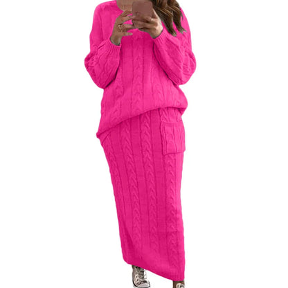 Women's Multi-Color Turtleneck Sweater Set - Drop Shoulder Knitwear for Comfortable Fall Fashion Lavinia