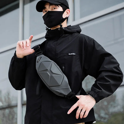 Men's Fashion Hard Shell Anti-Theft Sling Bag – Green Ripstop Nylon Chest Bag for Travel, Streetwear Crossbody Bag for Men Gael
