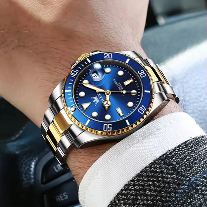 OLEVS 5885 Diamond Watch for Men – Fashionable Business Quartz Wristwatch with Steel Band, Waterproof, Luminous, and Sport Design