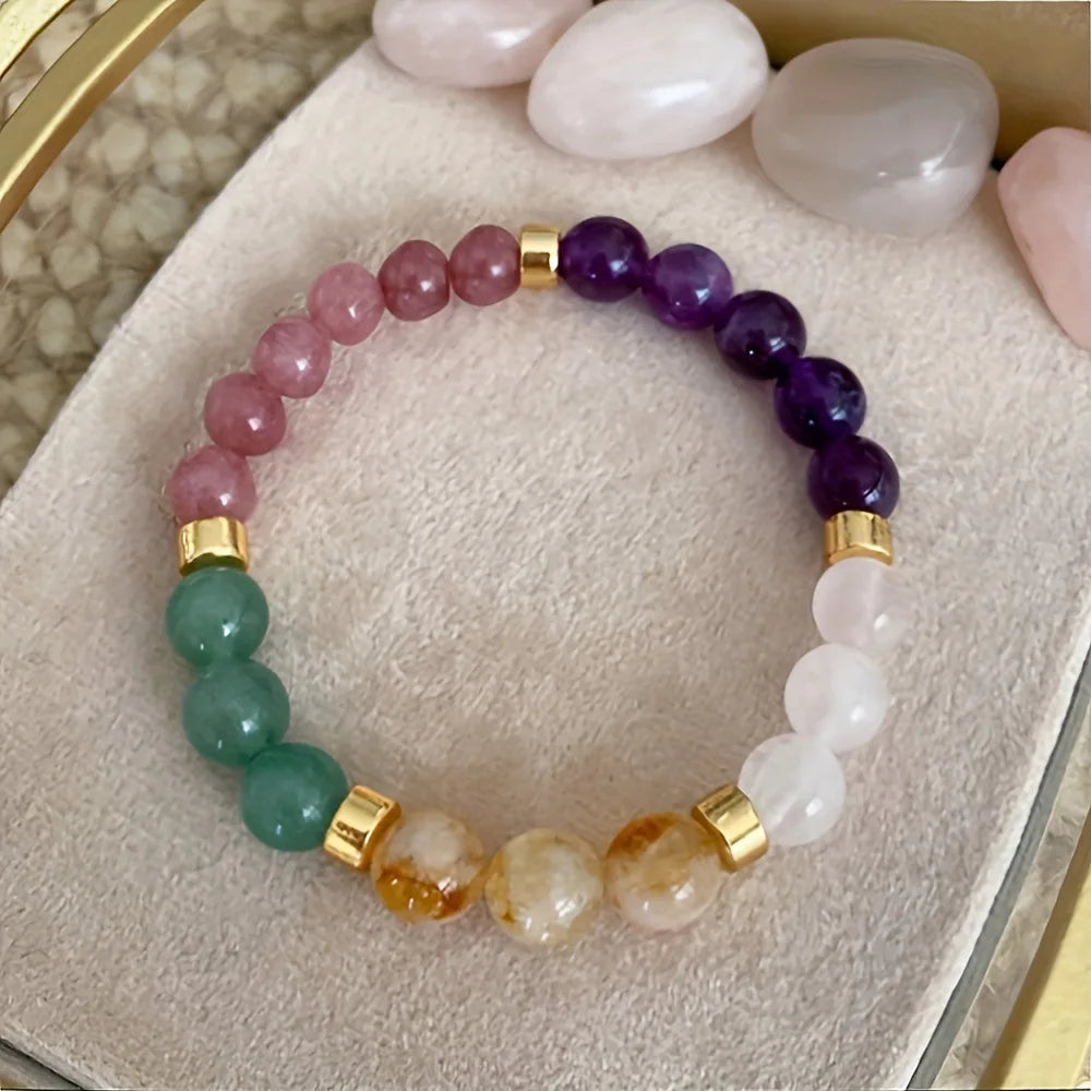 8mm Natural Stone Handmade Elastic Bracelet | Yoga Beaded Jewelry for Women | Love, Wealth, Prosperity & Success Bracelet Samara