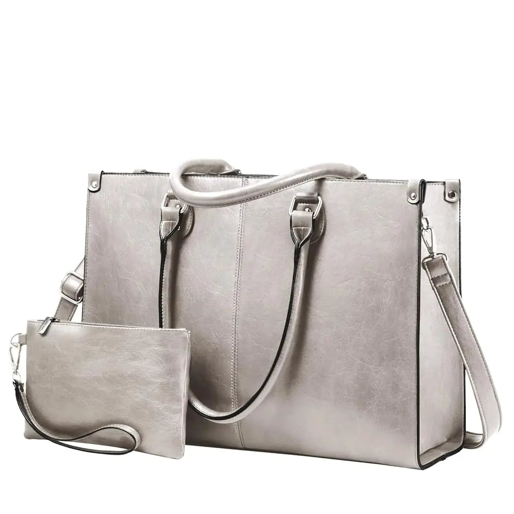 LOVEVOOK Women's PU Leather Tote - High-Quality 15.6-Inch Laptop Bag, Large Capacity Handbag Juliette