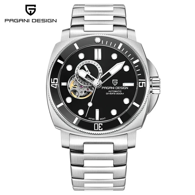 PAGANI DESIGN PD1736 Men's Automatic Mechanical Watch - 2024 New Sapphire Diving Watch, Stainless Steel