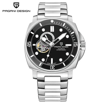 PAGANI DESIGN PD1736 Men's Automatic Mechanical Watch - 2024 New Sapphire Diving Watch, Stainless Steel