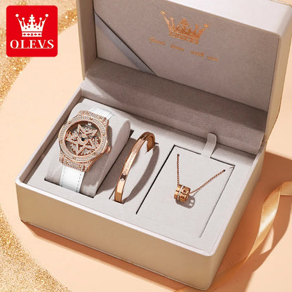 OLEVS 9938 Women’s Luxury Watch 2024 – Diamond Snowflake Dial, Fashion Elegant Design, Waterproof Ladies Wristwatch, Reloj Mujer