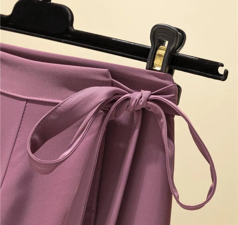 Women Girls Solid Color Fishtail Skirt Ruffles Irregular Hem Bandage Belt Hot Sell Mermaid Dress Long Skirt