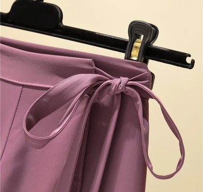 Women Girls Solid Color Fishtail Skirt Ruffles Irregular Hem Bandage Belt Hot Sell Mermaid Dress Long Skirt