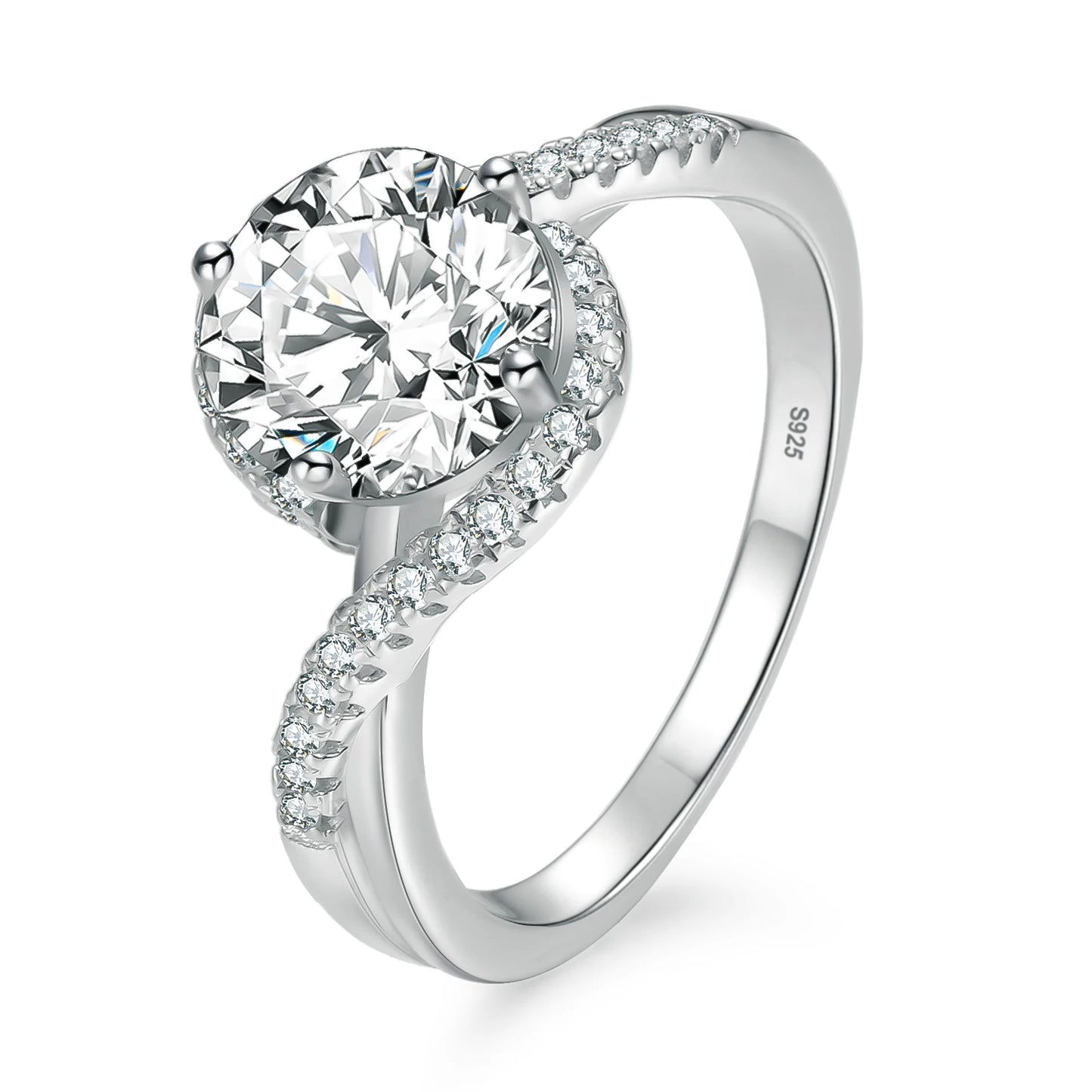 Luxury Bridal Moissanite Diamond Ring - 2.0ct & 1.0ct White Gold-Plated 925 Sterling Silver Engagement Promise Ring