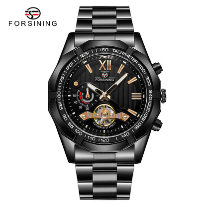 FORSINING 8235 Men's Mechanical Watch – New Arrival, Stainless Steel Band, Waterproof, Luminous, Vintage Business Design