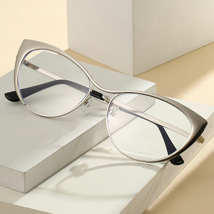 Metal Squared Frame Blue Light Blocking Eyeglasses | Fashionable Unisex Glasses for Men and Women Blanche