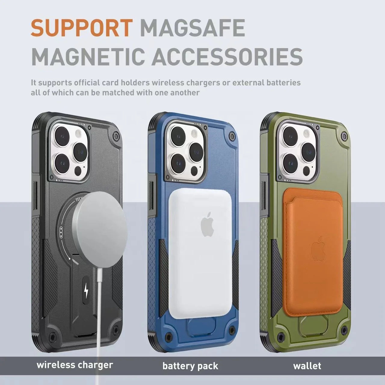 Magnetic Phone Holder Case for Apple iPhone 16/15/14/13/12 Plus/Pro/Max – Shockproof Cover with Charger Support
