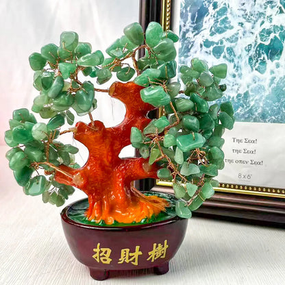 Green Aventurine Money Tree – Gemstone Spiritual Healing Crystal Craft for Home Décor and Positive Energy