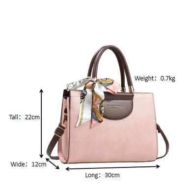 Women’s PU Leather Handbag – New Design Crossbody Bag with Tie Cloth Accent Elisa