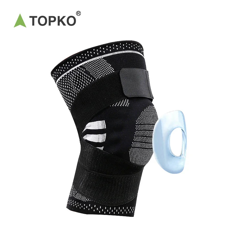 Knitted Elastic Nylon Knee Support Compression Sleeve with Adjustable Belt for Sports & Pain Relief