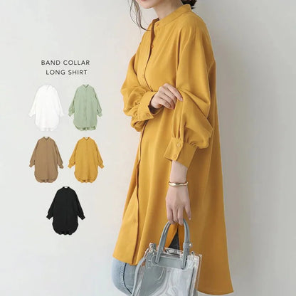 Women's Long Sleeve Blouse Loose Mid-Length Casual Office Top
