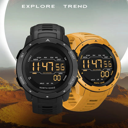 North Edge MARS Men’s Digital Sports Watch – Steel Band LED Electronic Wristwatch for Active Lifestyles