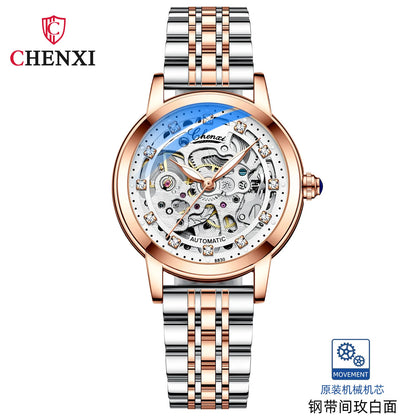 CHENXI 8830 Women’s Luxury Automatic Mechanical Watch – Skeleton Tourbillon, Luminous, Waterproof