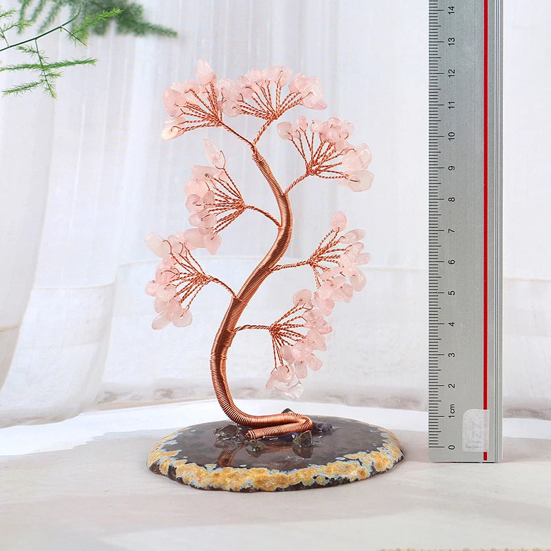 Natural Healing Crystals Tree – Amethyst & Rose Quartz for Home Decor