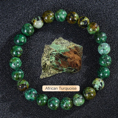 8mm Natural Stone Beaded Bracelet | Fashion Crystal Elastic Stretch Jewelry Gift Nia