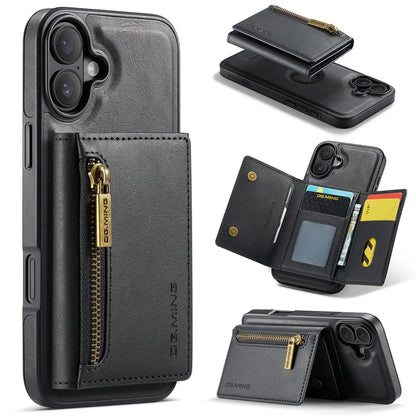 Premium Luxury Zipper Wallet Phone Case | 2-in-1 Detachable Case with Multi-Card Slots for iPhone 16, 15, 14 Pro Max