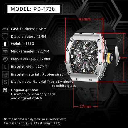PAGANI DESIGN PD‑1738 Men’s Quartz Watch | Luxury Sport Wristwatch with Sapphire Glass, Stainless Steel, Waterproof (VH65 Movement)