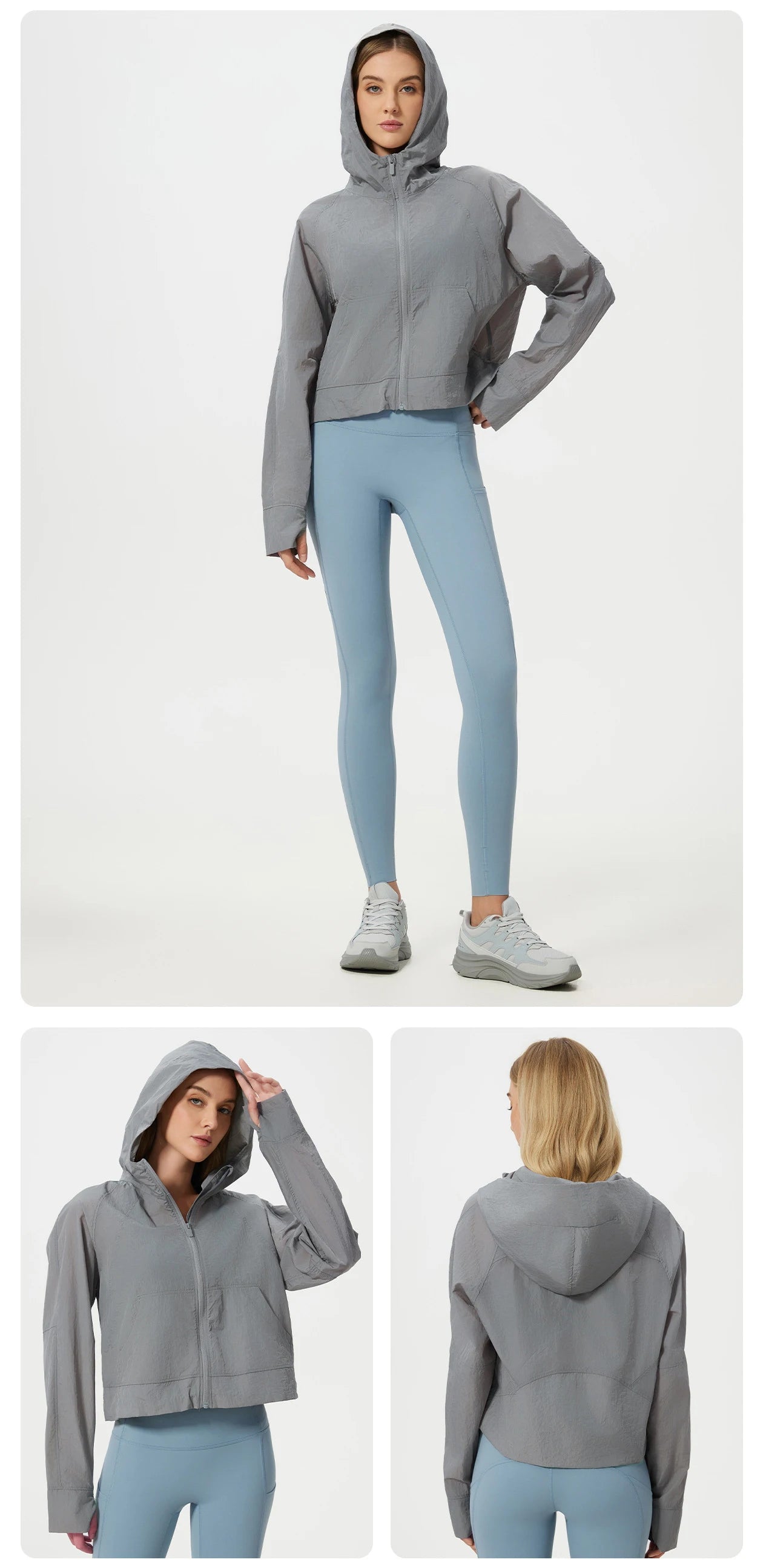 Lightweight Breathable Waterproof Sports Jacket | UPF 50+ Sun-Proof Anti-UV Hooded Yoga Jacket for Adults