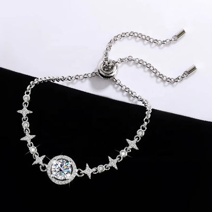 Fine Jewelry: 925 Sterling Silver Moissanite Bracelet with Bowknot Design Althea