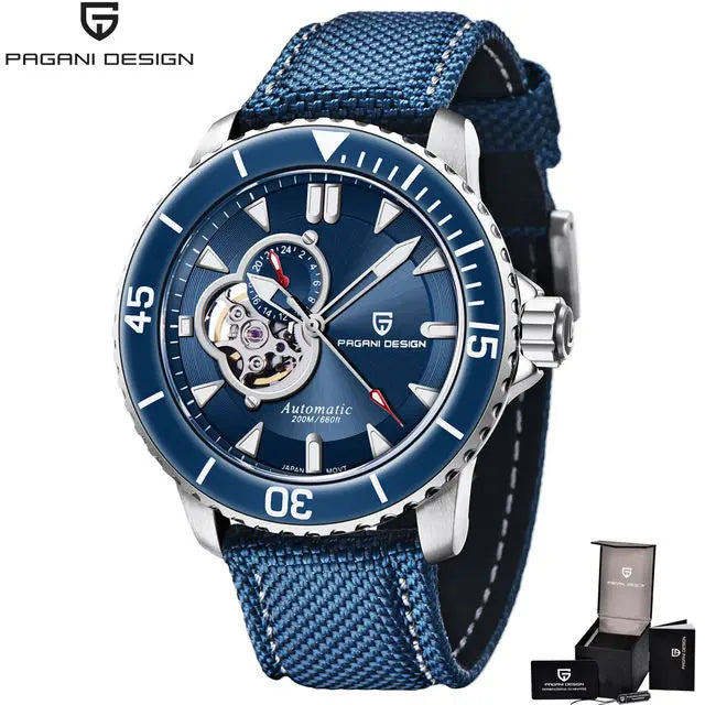 PAGANI DESIGN PD‑1674 Men’s Skeleton Automatic Mechanical Watch | Japan NH39 Movement, Stainless Steel, 20ATM (200M) Waterproof Luxury Wristwatch