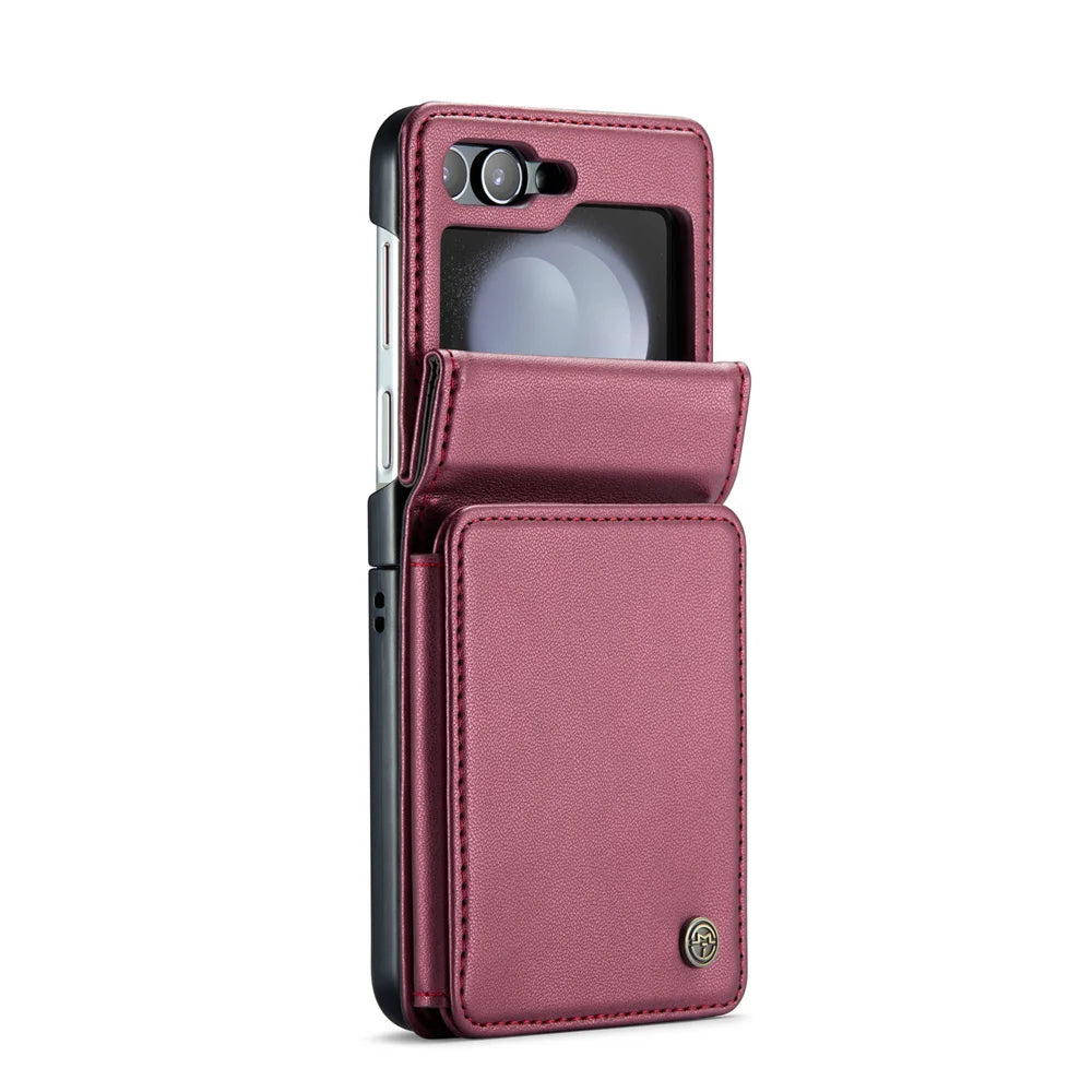Retro PU Leather Flip Cover | Wallet Case with Card Slots & Kickstand for Samsung Galaxy Z Flip 5