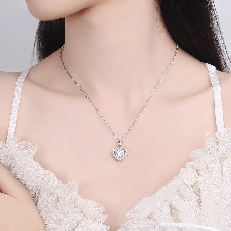 925 Sterling Silver Moissanite Pendant Necklace for Women – 2-3CT Simple Luxury Design, Perfect for Weddings & Holiday Gifts Lucie