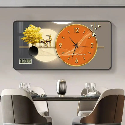 Large Silent Wall Clock with Artistic Design – Decorative Painting Style Clock for Living Room, Office, and Home Decor