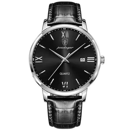 POEDAGAR 826 Leather Quartz Watch – Luxury Waterproof Sports Watch for Men, Business Wristwatch with Date Display Samuel