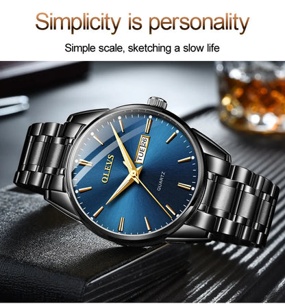 OLEVS 6898 Quartz Wristwatch: Hot-Selling Affordable Steel Strap Watch for Men | Waterproof, Week Display, Business Style