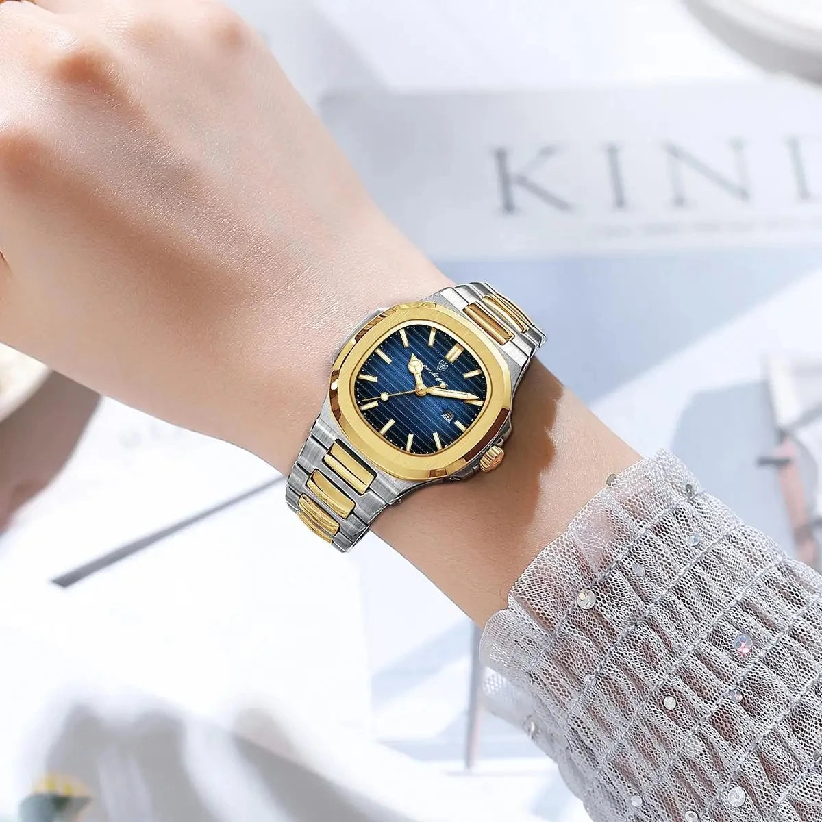 POEDAGAR 789 Ladies Luxury Watch – High-Quality Square Stainless Steel Waterproof Quartz Women's Fashion Business Watch Charlize