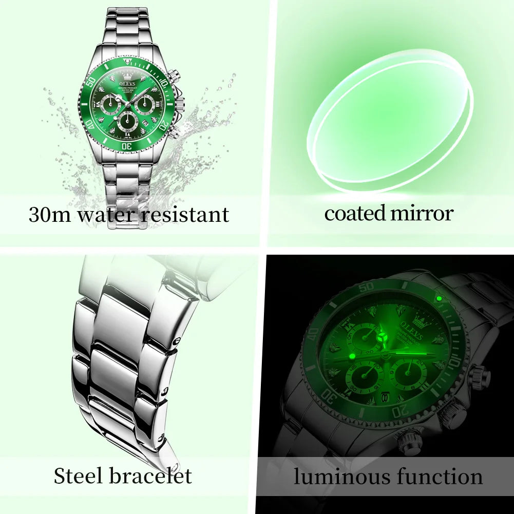 OLEVS 5632 Women’s Quartz Watch – Stainless Steel, Luminous Dial, Date Display, Elegant Business Design Charlotte