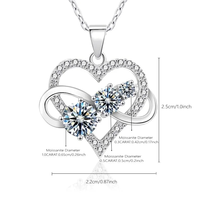 925 Sterling Silver Moissanite Heart Necklace for Men & Women | Elegant, Fashionable Jewelry for Couples | Perfect Gift for Casual & Special Occasions Katty