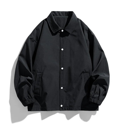 Polyester Windbreaker Jacket | Unisex Loose Fit Lapel Collar Plain Coach Jackets Darcy
