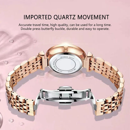 POEDAGAR Women's Rose Gold Luxury Watch – Diamond-Accented Ladies Waterproof Stainless Steel Quartz Wristwatch with Date Display Jocelyn