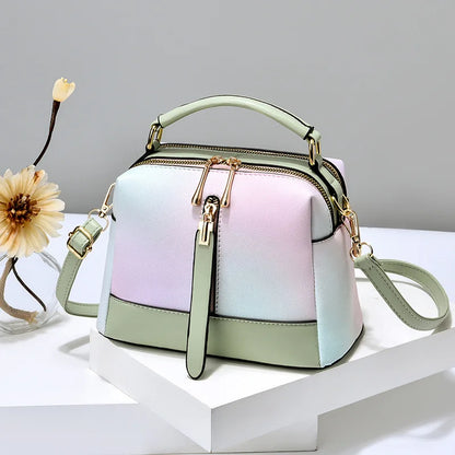 Gradient Color Korean Style Women's Shoulder Bag – Fashionable PU Shoulder Bag with Zipper Closure and Chain Design Suzy