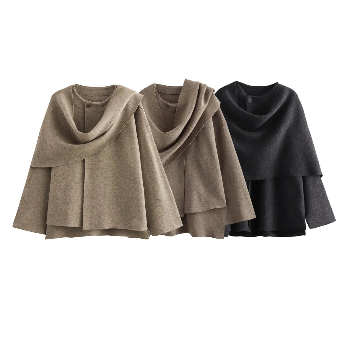 Vintage Long Sleeve Knitted Coat with Scarf – Women's Autumn Sweater Aurora