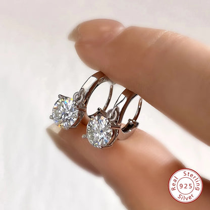 GRA Certified 1CT Moissanite Hoop Earrings – Luxury 925 Sterling Silver 18K White Gold Plated Wedding Fine Jewelry for Women Justine