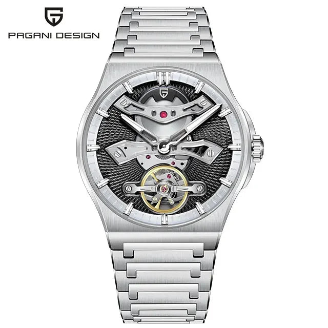 PAGANI DESIGN YS028 Men’s Tourbillon Mechanical Watch | Sapphire Glass Skeleton Dial, Stainless Steel Waterproof Wristwatch