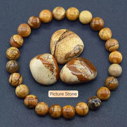 8mm Natural Stone Beaded Bracelet | Fashion Crystal Elastic Stretch Jewelry Gift Nia